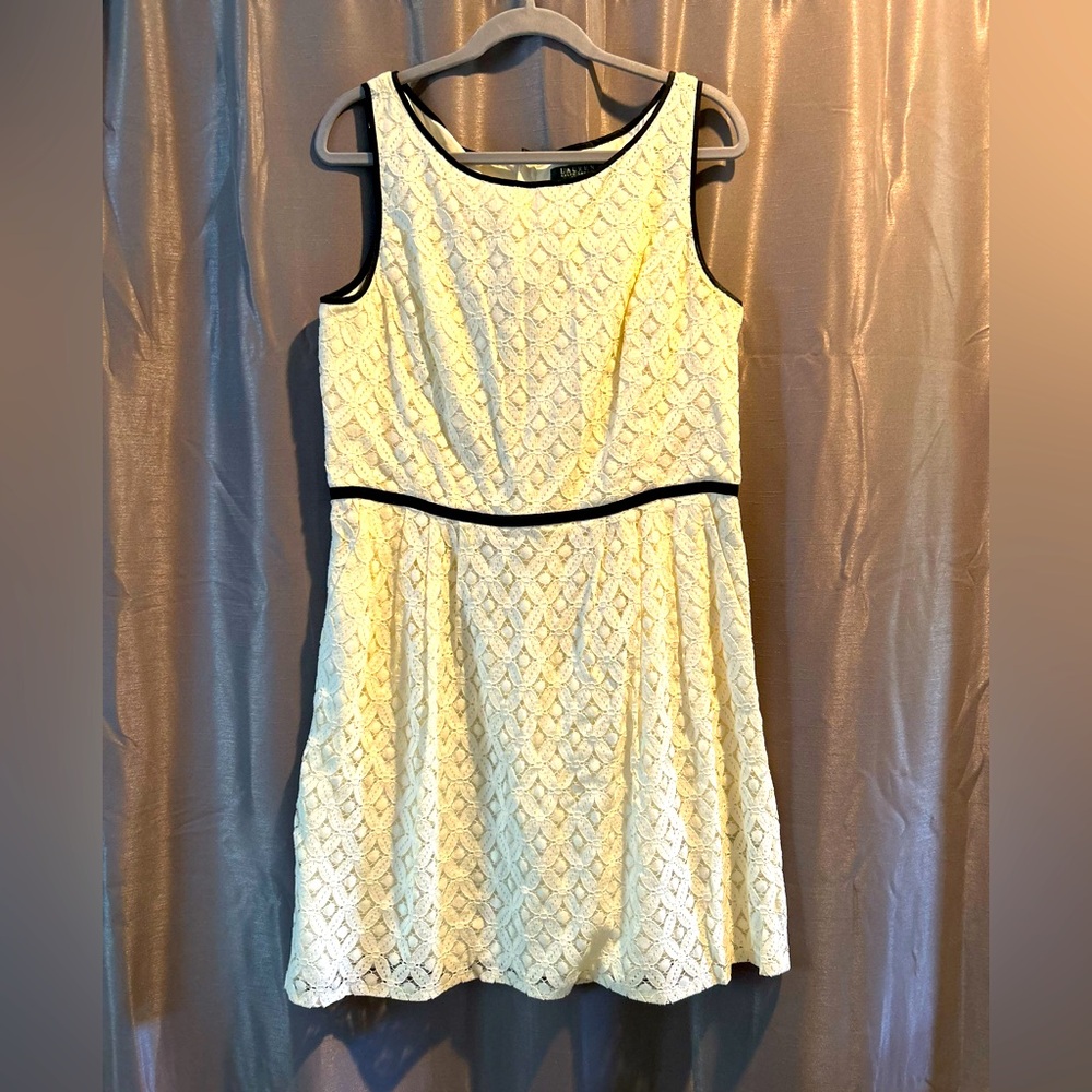 Cream lace with black trim Ralph Lauren dress, size 16